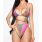 Ensemble bikini multicolore avec paréo