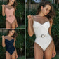 Ribbed Bodycon One Piece Swimsuit Photo Set
